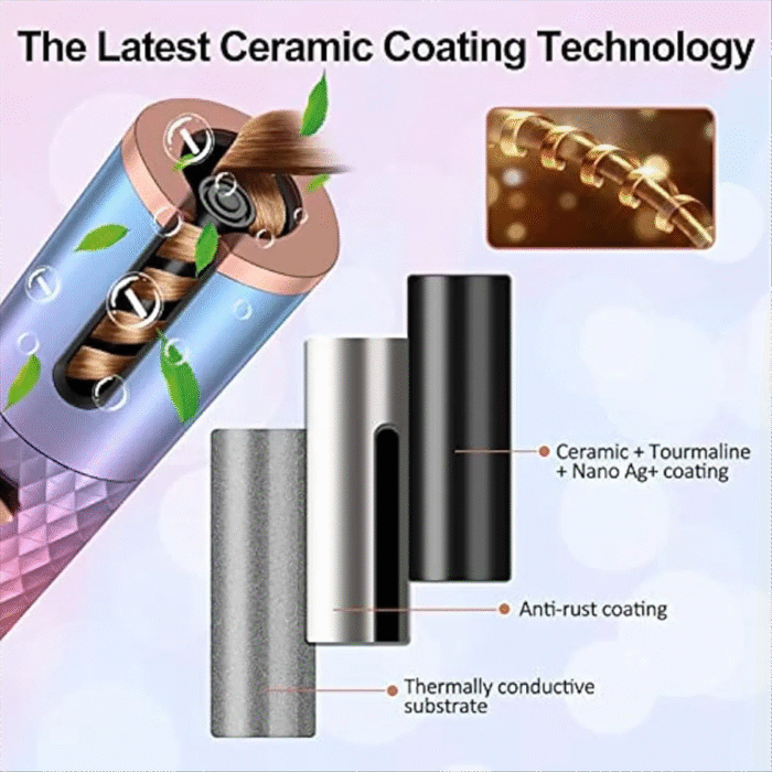 Cordless Automatic Hair Curler – Portable Rotating Curling Wand with Auto Shut-Off | Effortless Curls Anytime, Anywhere - Image 3