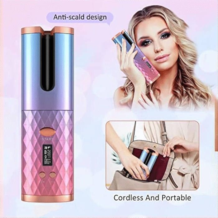 Cordless Automatic Hair Curler – Portable Rotating Curling Wand with Auto Shut-Off | Effortless Curls Anytime, Anywhere - Image 2